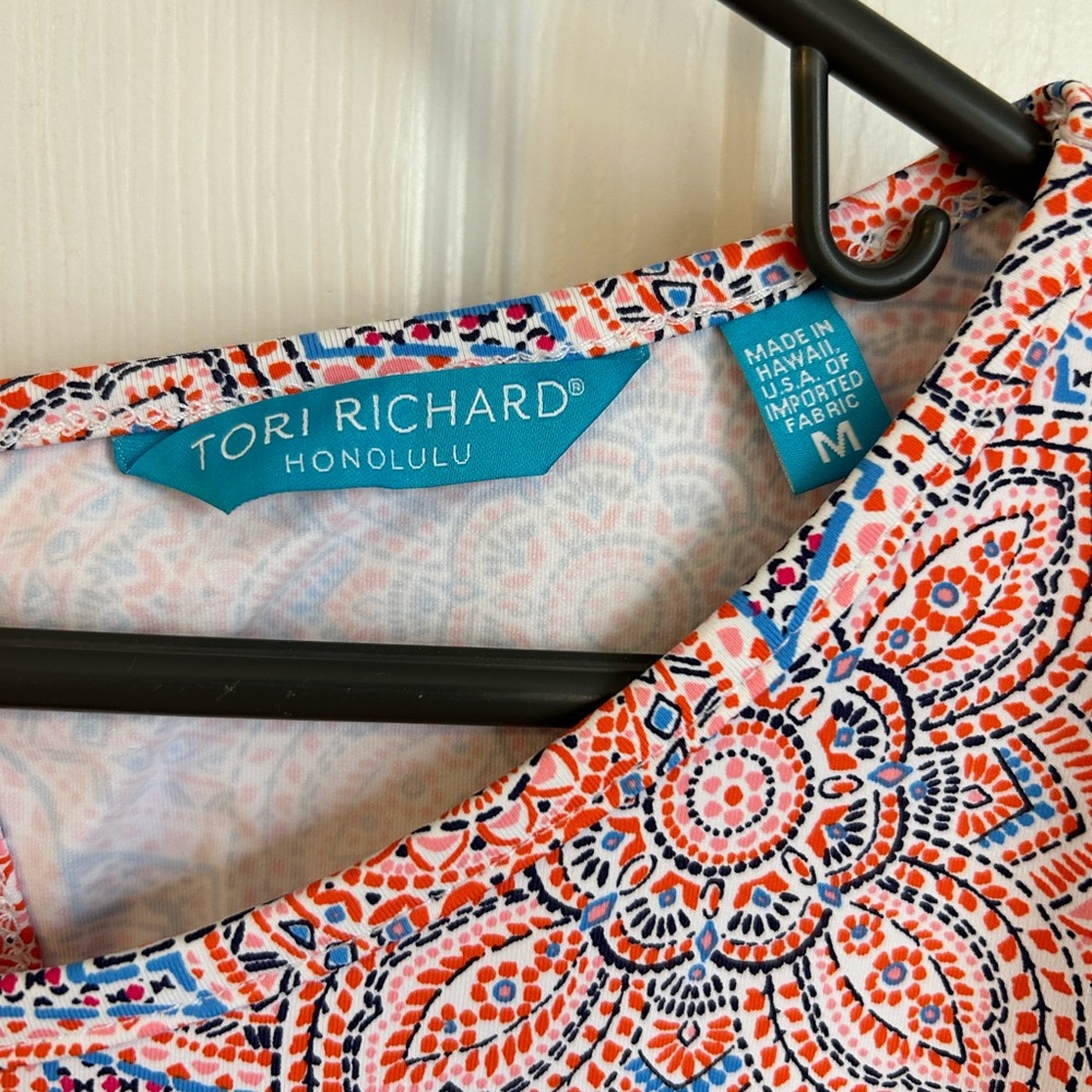 Tori Richard Womens Charmed Life Genevie Dress Coral Medium Tradewind Technology - Picture 3 of 9
